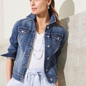 Chico’s Blue Jean Jacket with Back Embroidery